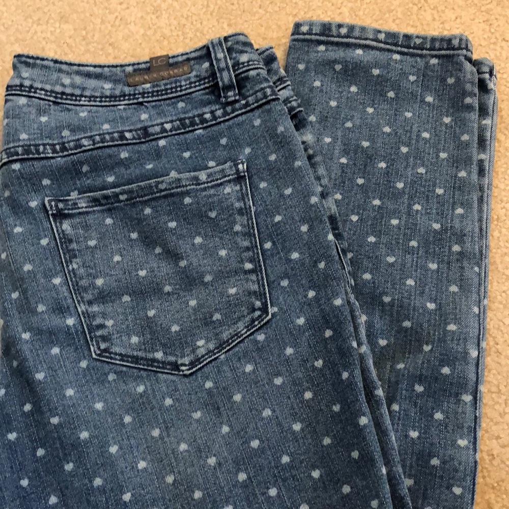 Heart print skinny jeans